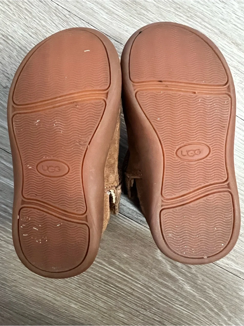 UGG Kids Chestnut Brown Suede Shearling Booties